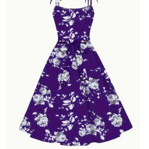 Purple Plus Size Women's Floral Print Cami Dress 1X